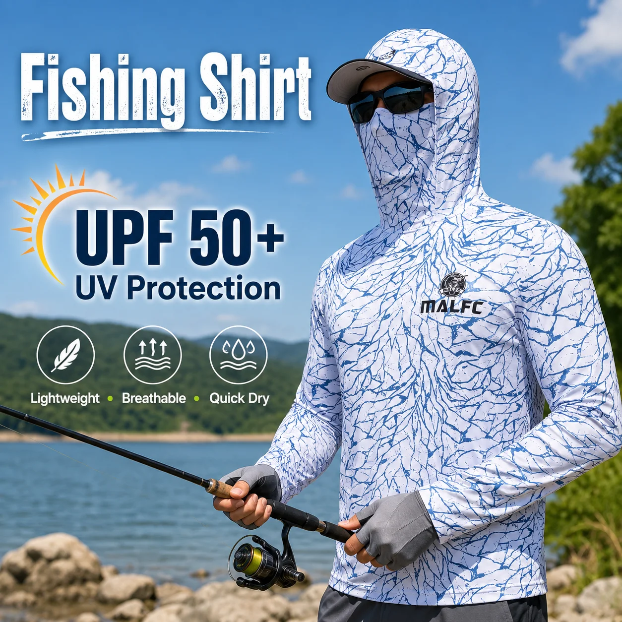 Fishing Mask Sun Protection - Maglia da pesca a maniche lunghe