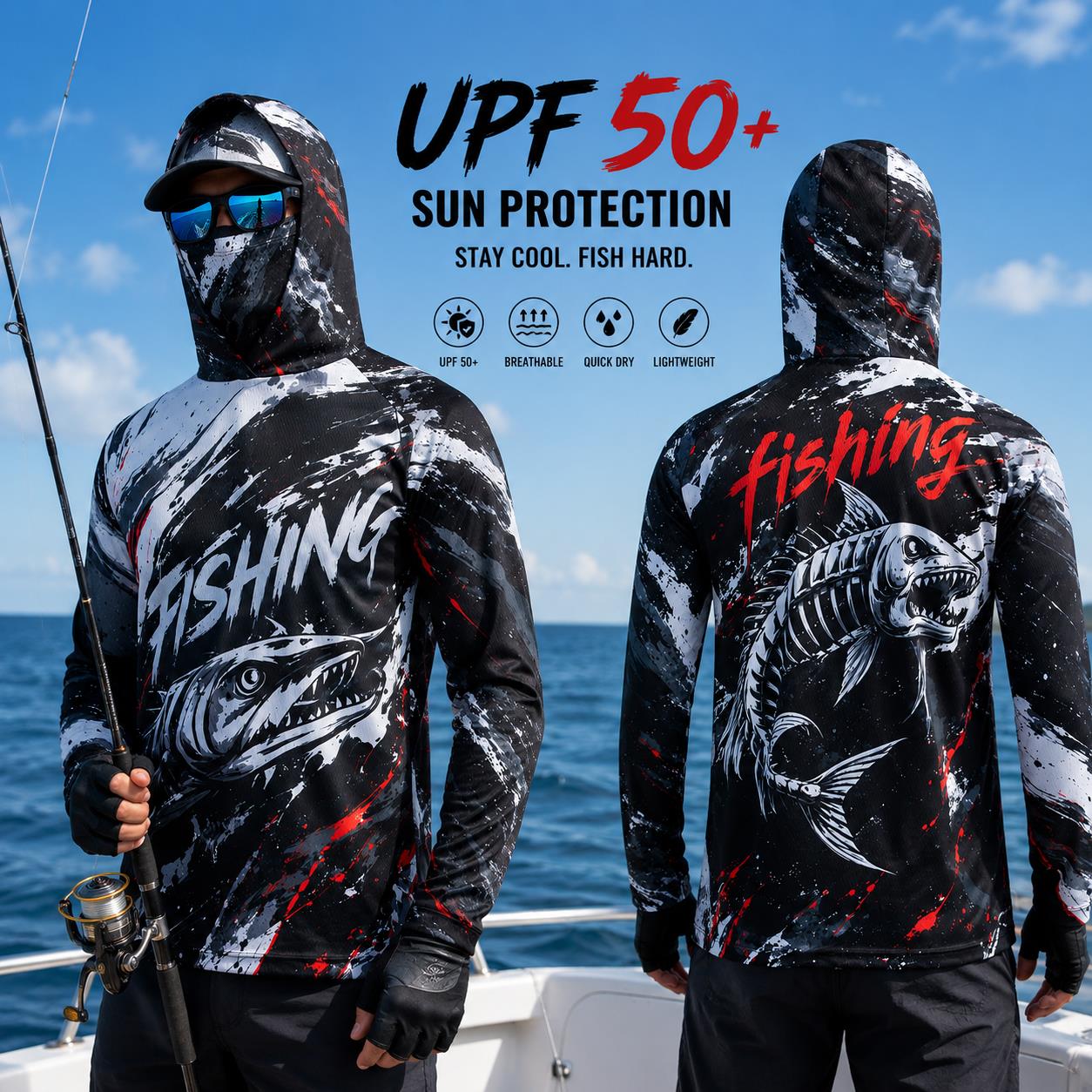 Fishing Hoodie - Felpa da Pesca per Uomo ad